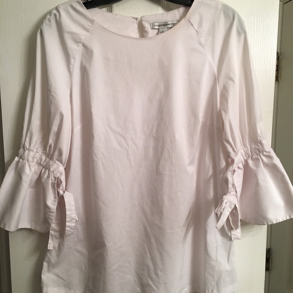 EUC White Counterparts tied bell sleeve top